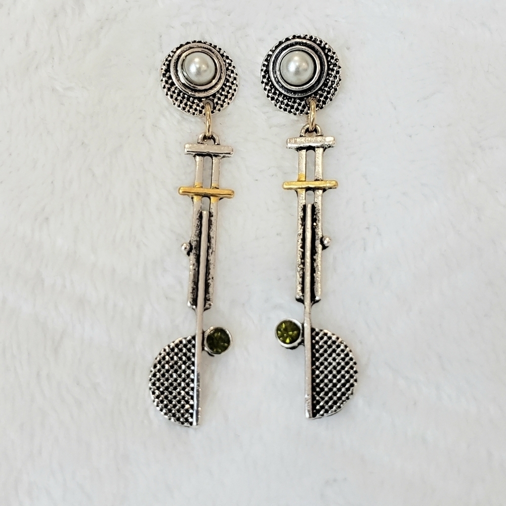 1295- Vintage Tribal Handcrafted Antique Silver Plated Earrings NWT - Picture 2 of 7